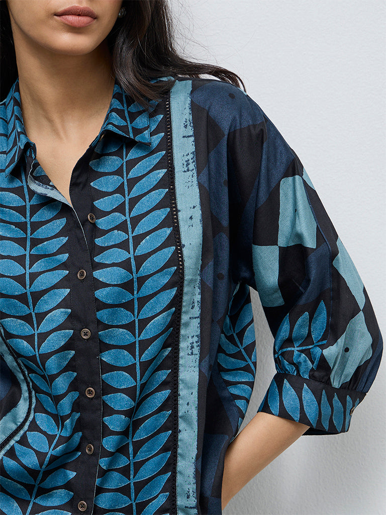 Utsa Indigo Botanical Printed Cotton Tunic