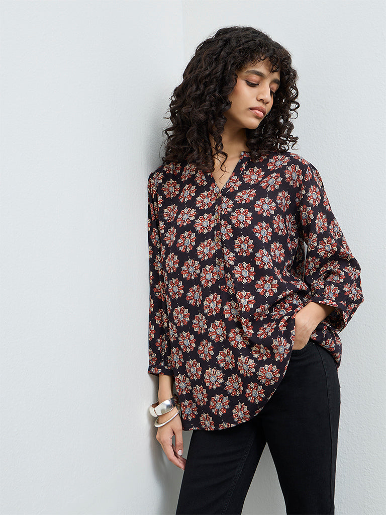 Utsa Black Printed Tunic