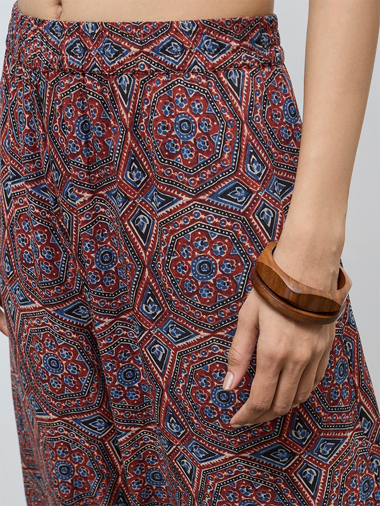 Utsa Red Printed Palazzos