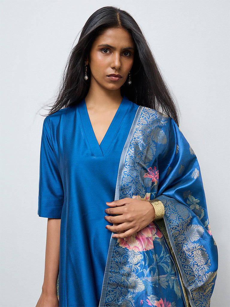 Vark Blue Anarkali Ethnic Set