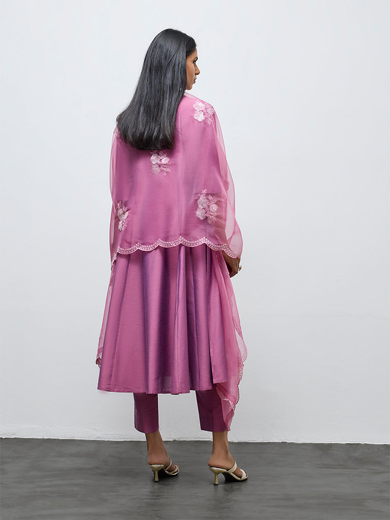 Vark Purple Solid Anarkali Ethnic Set