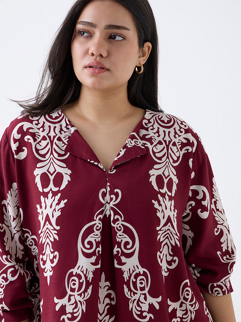 Gia Maroon Printed Blouse
