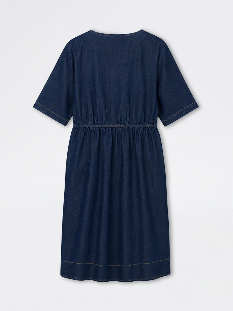 Gia Dark Blue A-Line Denim Dress