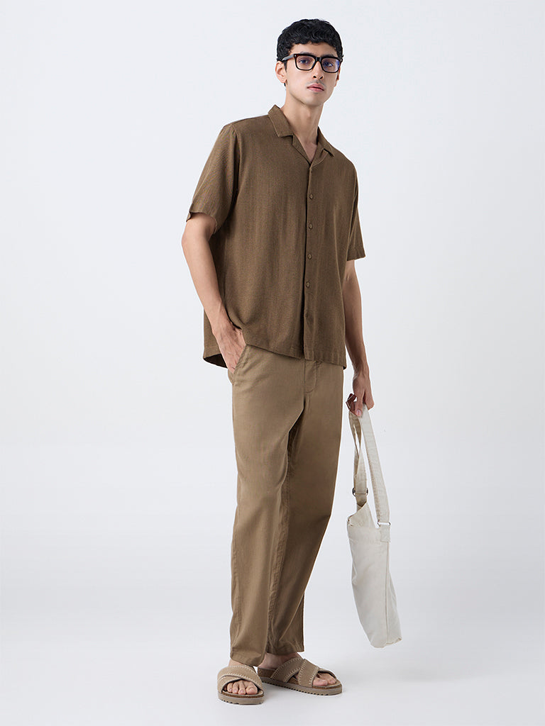 ETA Brown Textured Relaxed-Fit Shirt