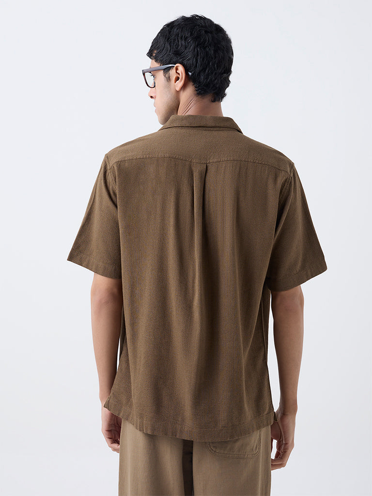ETA Brown Textured Relaxed-Fit Shirt