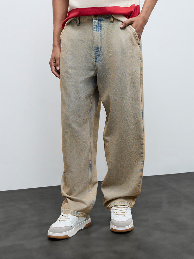 Nuon Blue Washed Loose-Fit Mid-Rise Jeans