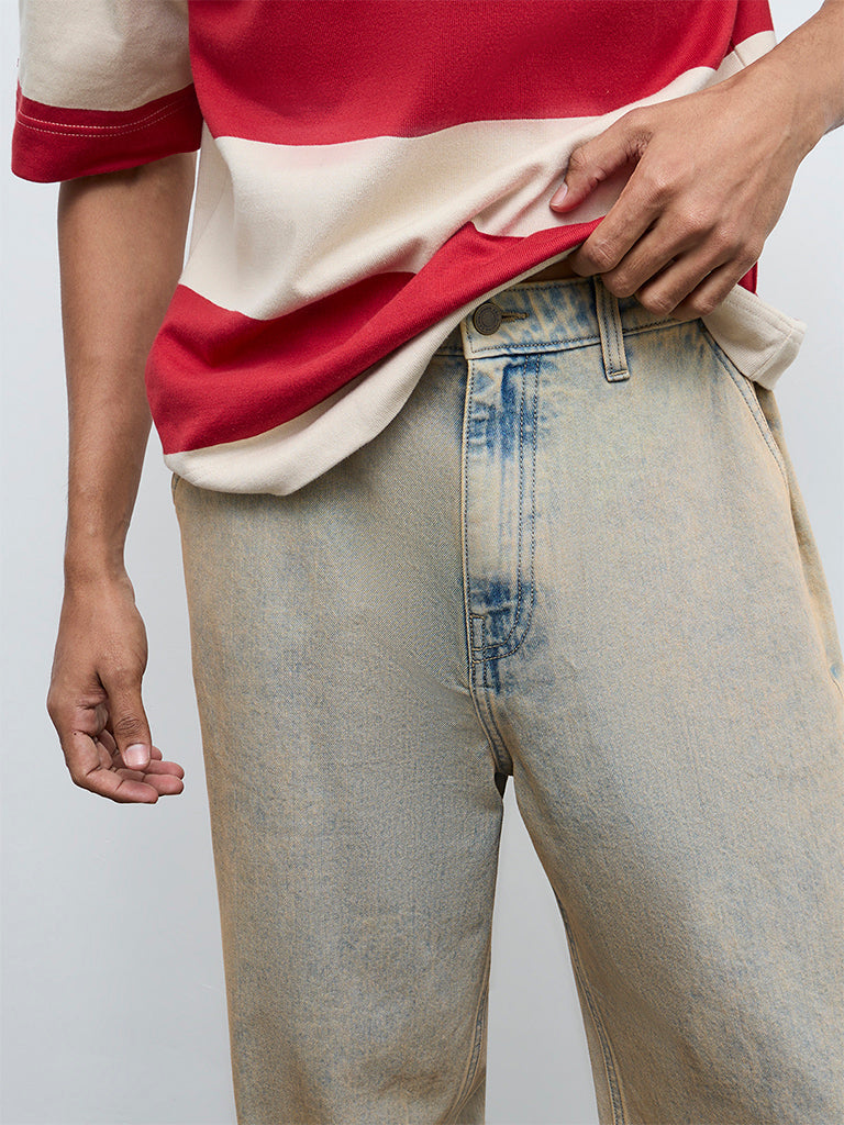 Nuon Blue Washed Loose-Fit Mid-Rise Jeans