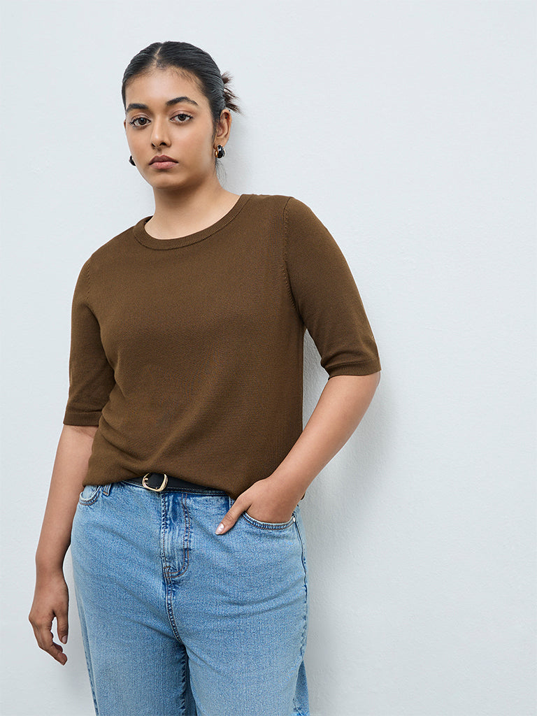 Gia Dark Olive Knit-Textured Sweater