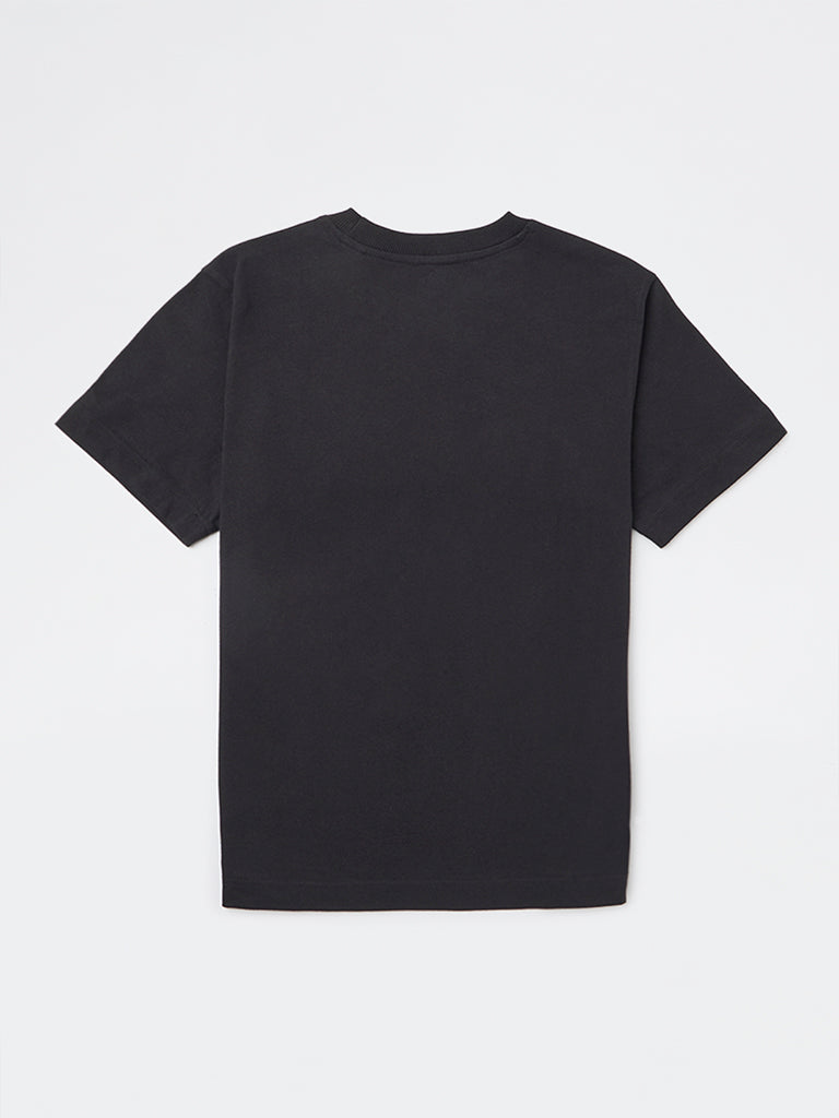 Y&F Kids Boys Black Text Detailed Cotton T-Shirt