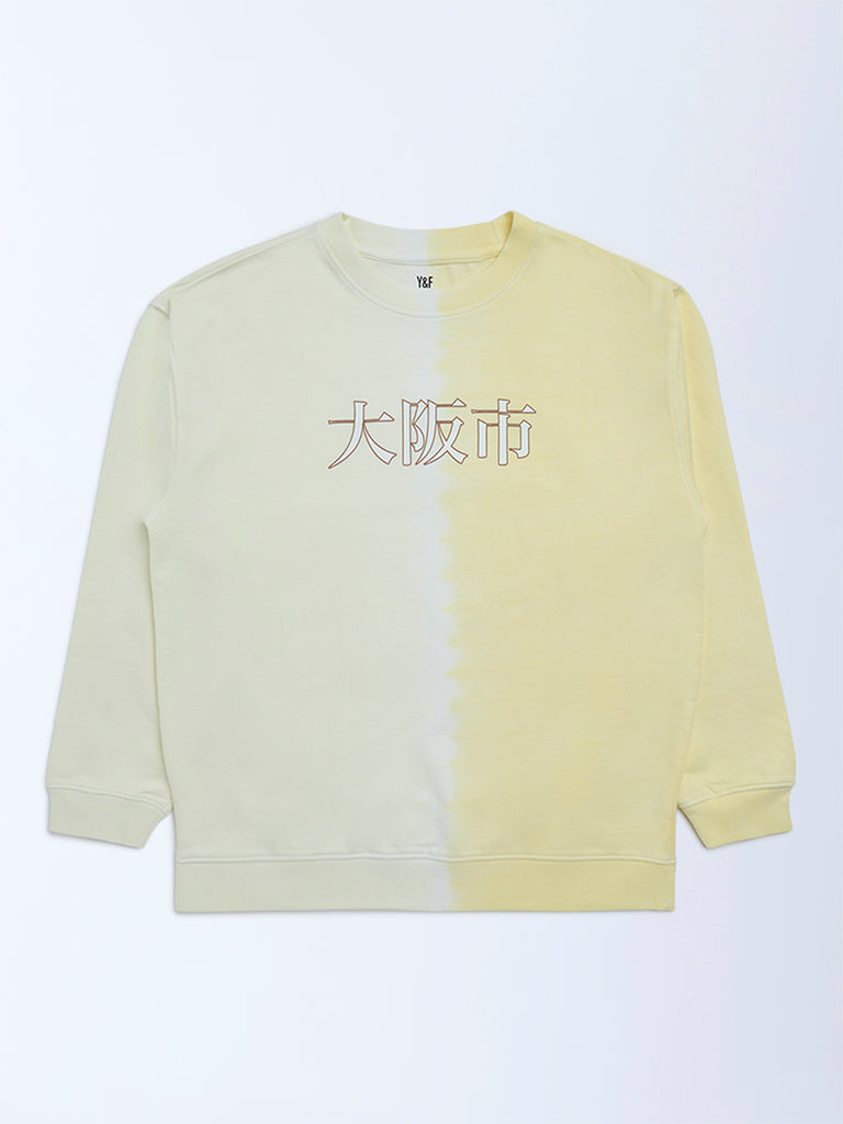 Y&F Kids Boys Yellow Tie-Dye Printed Cotton Sweatshirt