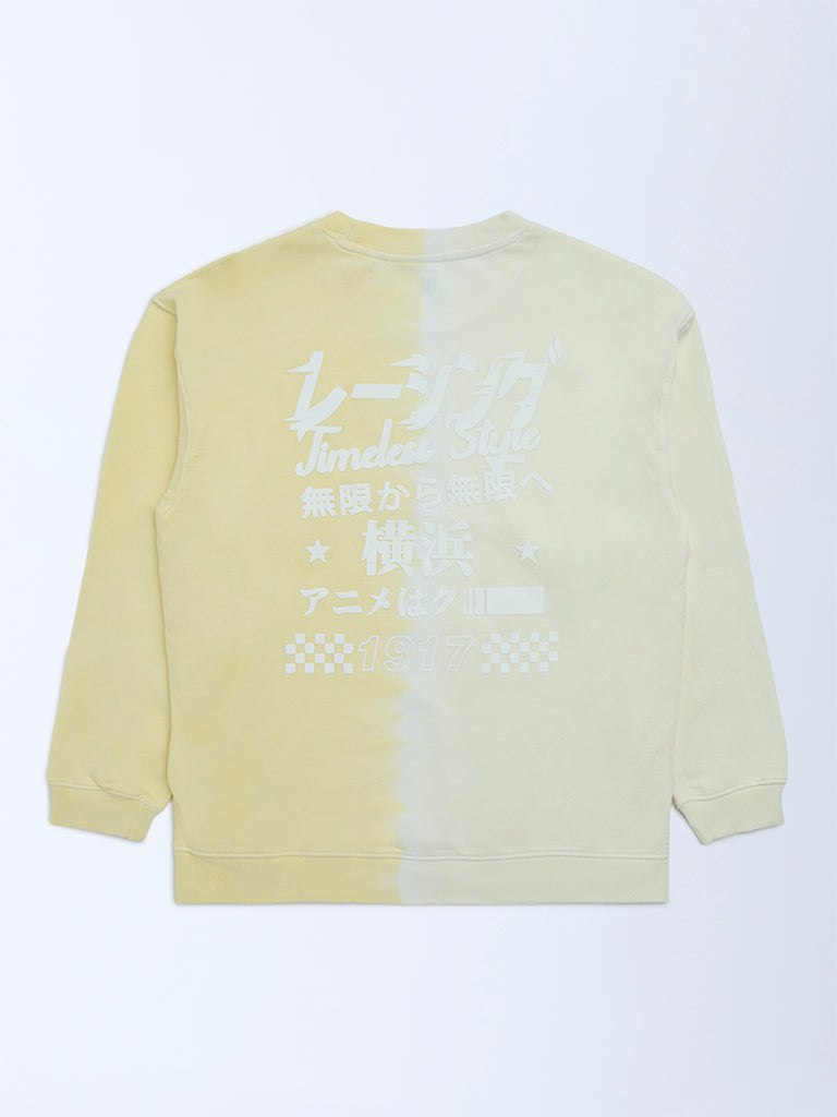 Y&F Kids Boys Yellow Tie-Dye Printed Cotton Sweatshirt