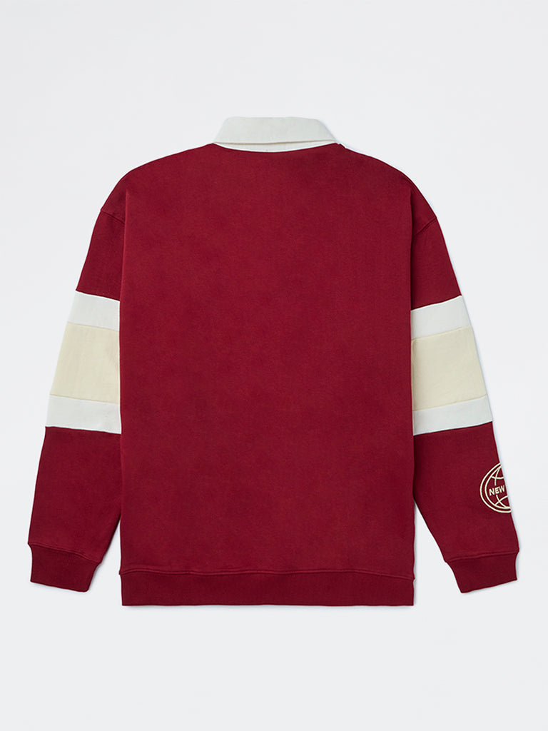 Y&F Kids Boys Red Text-Printed Cotton Sweatshirt