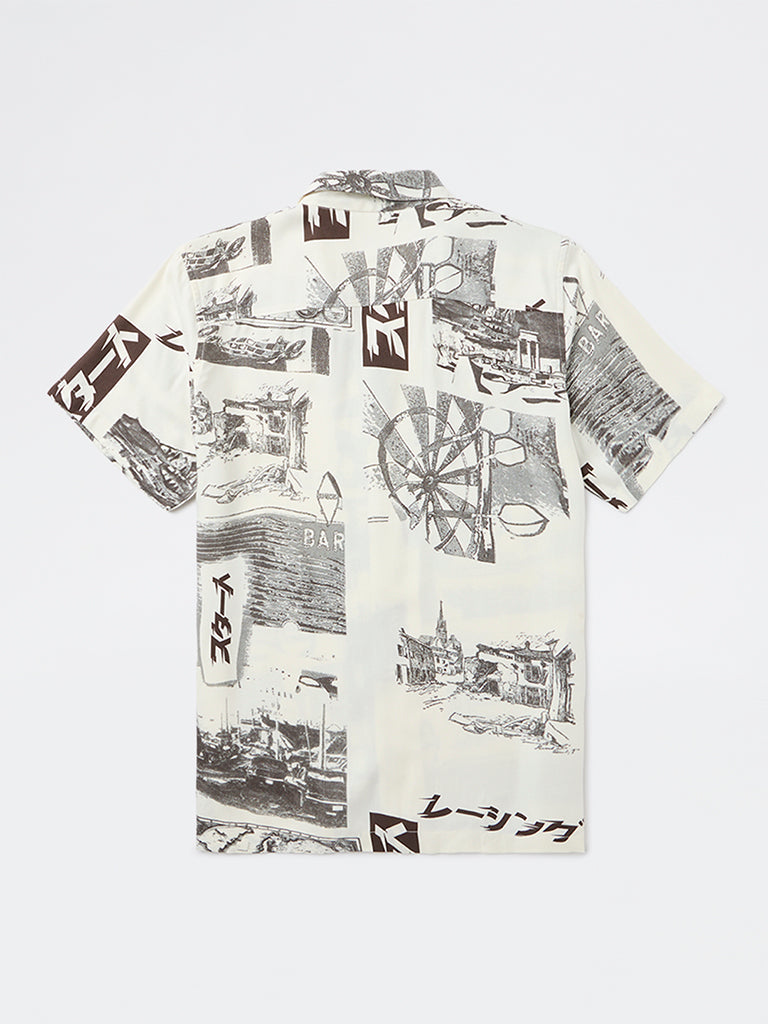 Y&F Kids Boys Off-White Printed Shirt