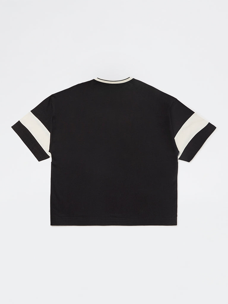 Y&F Kids Boys Black Text Design Cotton T-Shirt