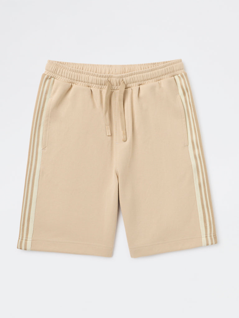 Y&F Kids Boys Beige Striped Mid-Rise Shorts