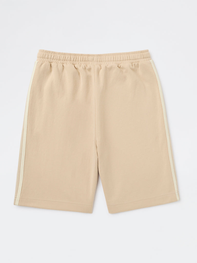 Y&F Kids Boys Beige Striped Mid-Rise Shorts