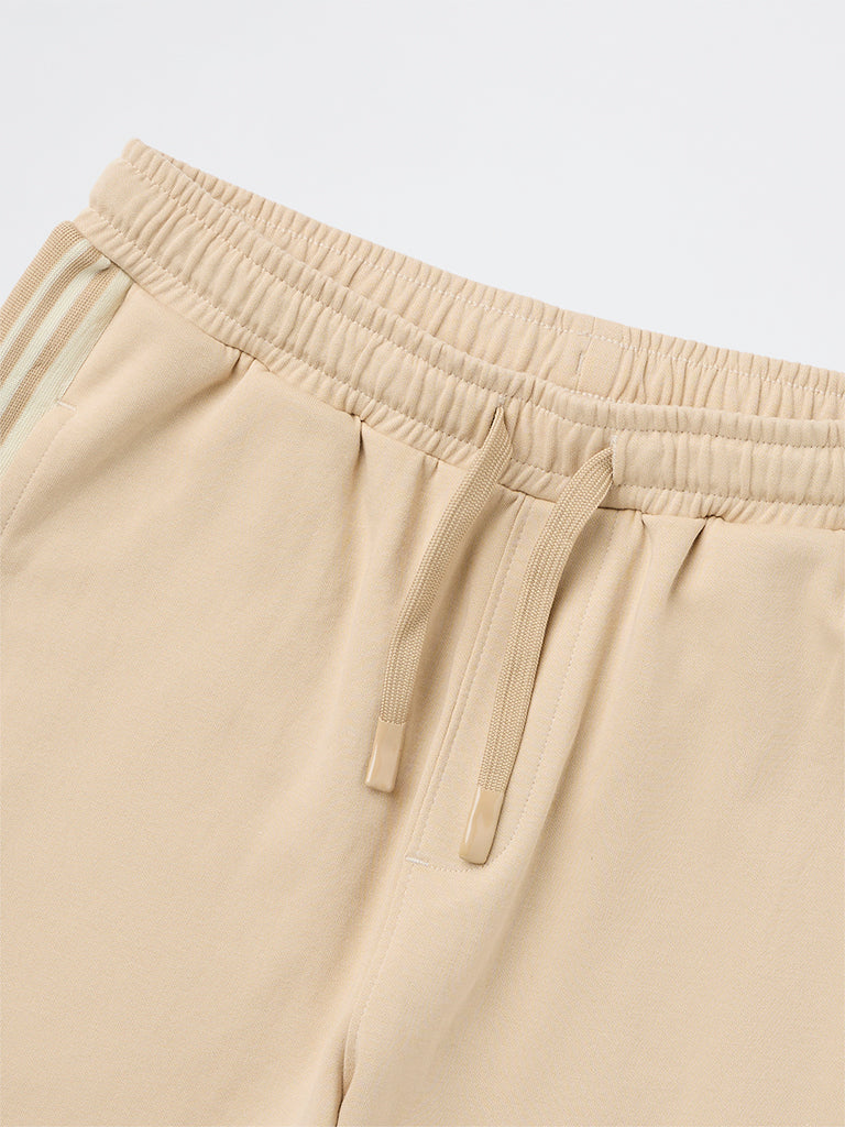 Y&F Kids Boys Beige Striped Mid-Rise Shorts