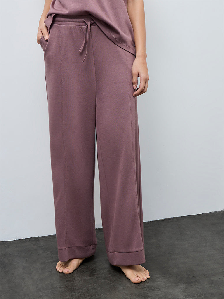 Wunderlove Mauve Solid High-Rise Pants