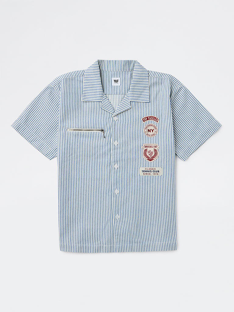 Y&F Kids Boys Blue Striped Shirt