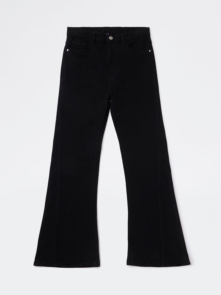 Y&F Kids Girls Black Bootcut High-Rise Jeans