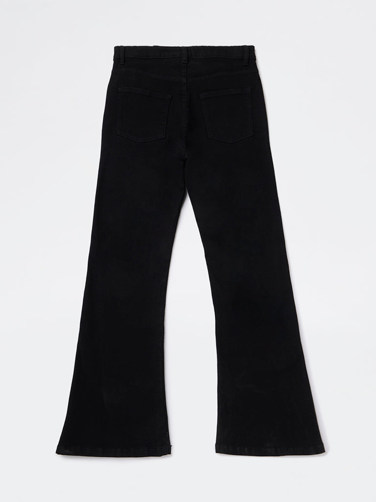 Y&F Kids Girls Black Bootcut High-Rise Jeans