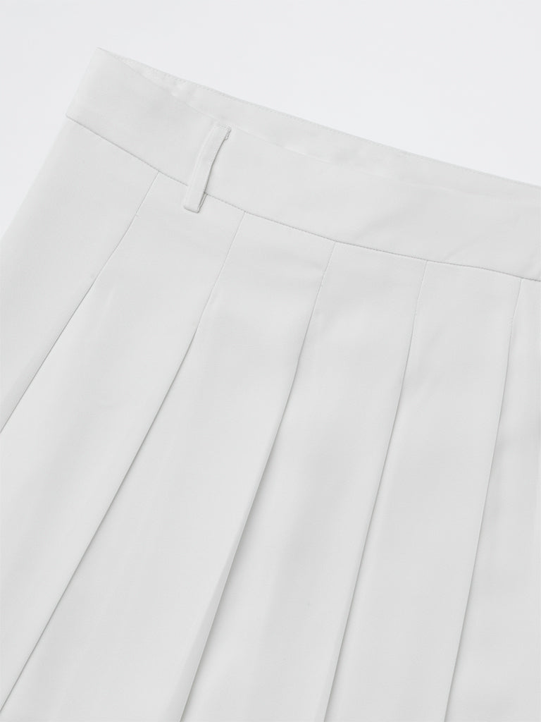 Y&F Kids Girls White Pleated High-Rise Skirt