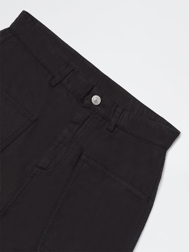 Y&F Kids Girls Black Mid-Rise Trousers