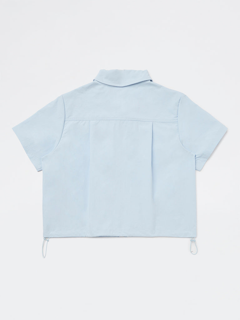Y&F Kids Girls Light Blue Solid Shirt