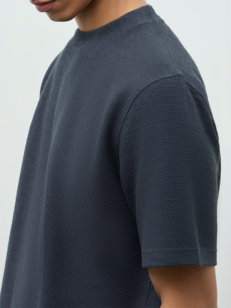 ETA Charcoal Textured Relaxed-Fit Cotton-Blend T-Shirt