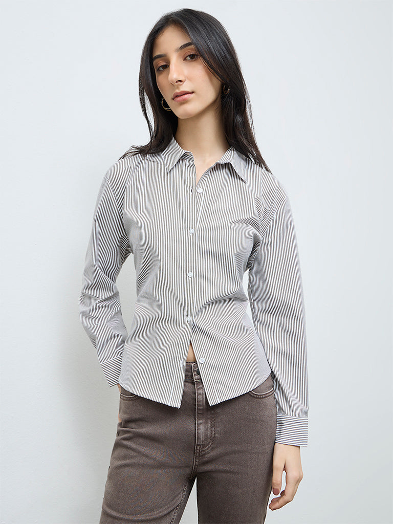 Nuon White Striped Shirt