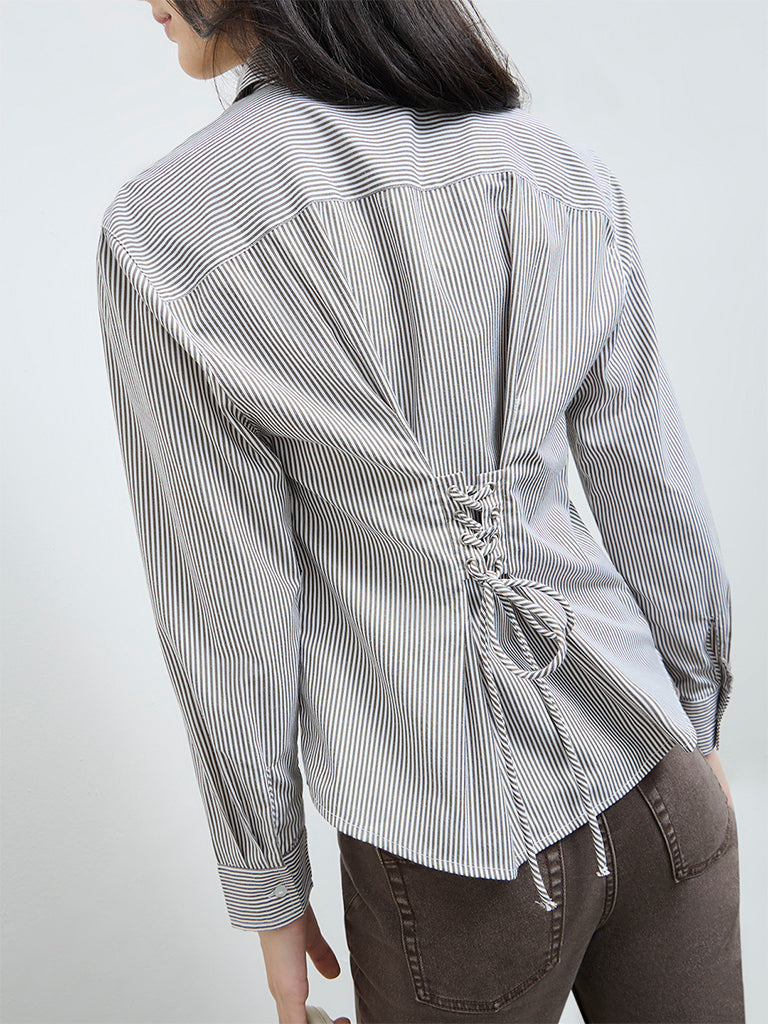 Nuon White Striped Shirt