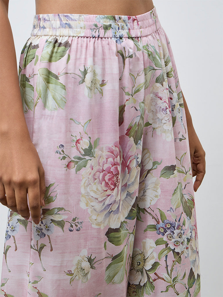 Zuba Pink Floral Palazzos