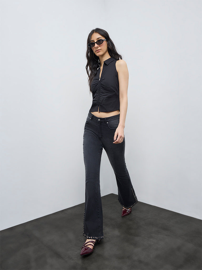 Nuon Black Ruched Top