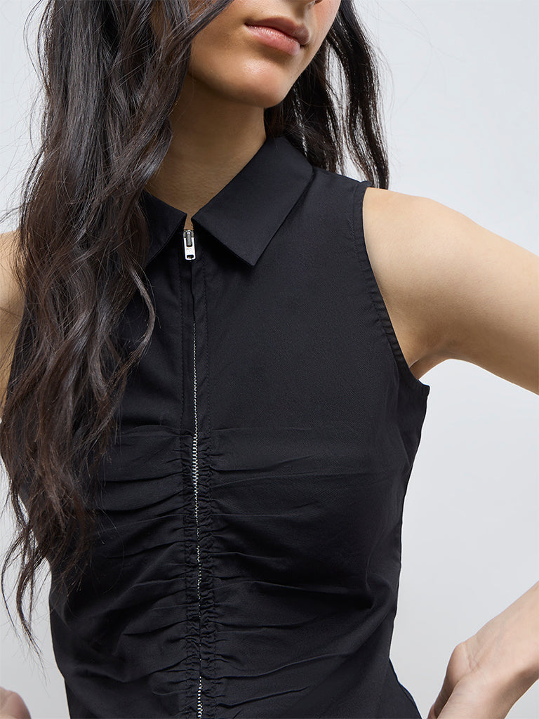 Nuon Black Ruched Top