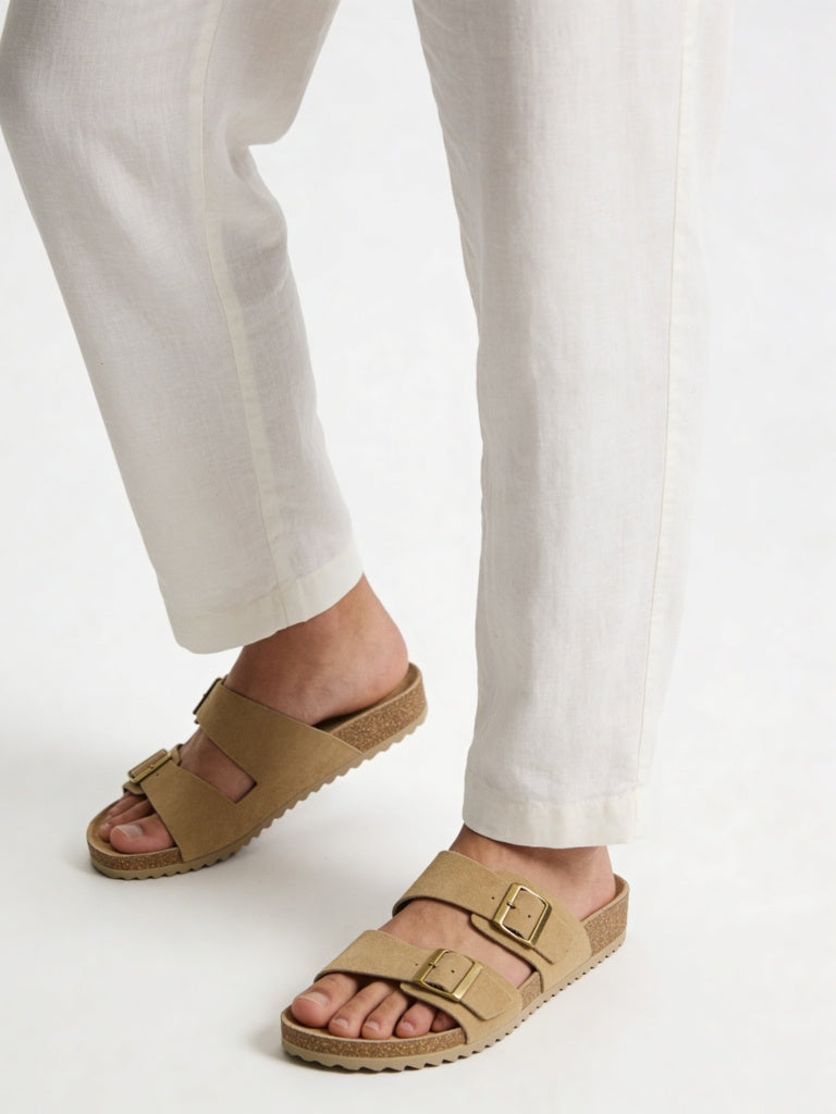 SOLEPLAY Taupe Criss-Cross Suede Sandals