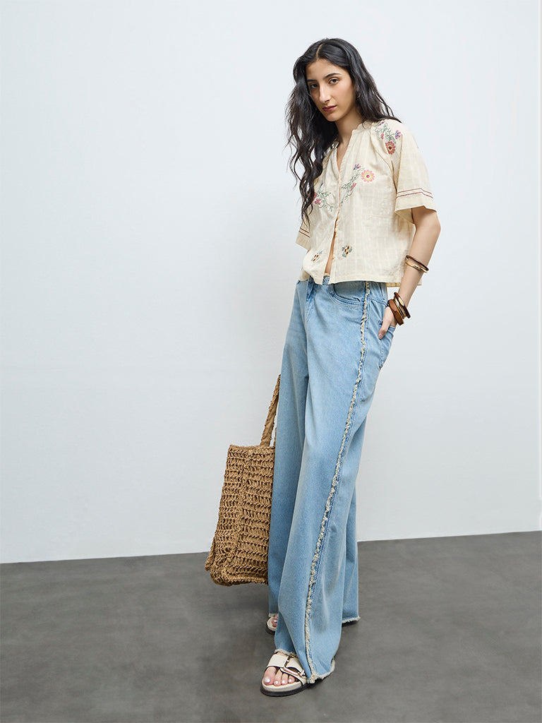 Bombay Paisley Light Blue High-Rise Jeans