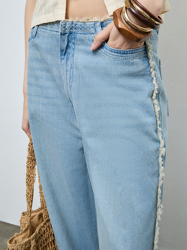 Bombay Paisley Light Blue High-Rise Jeans