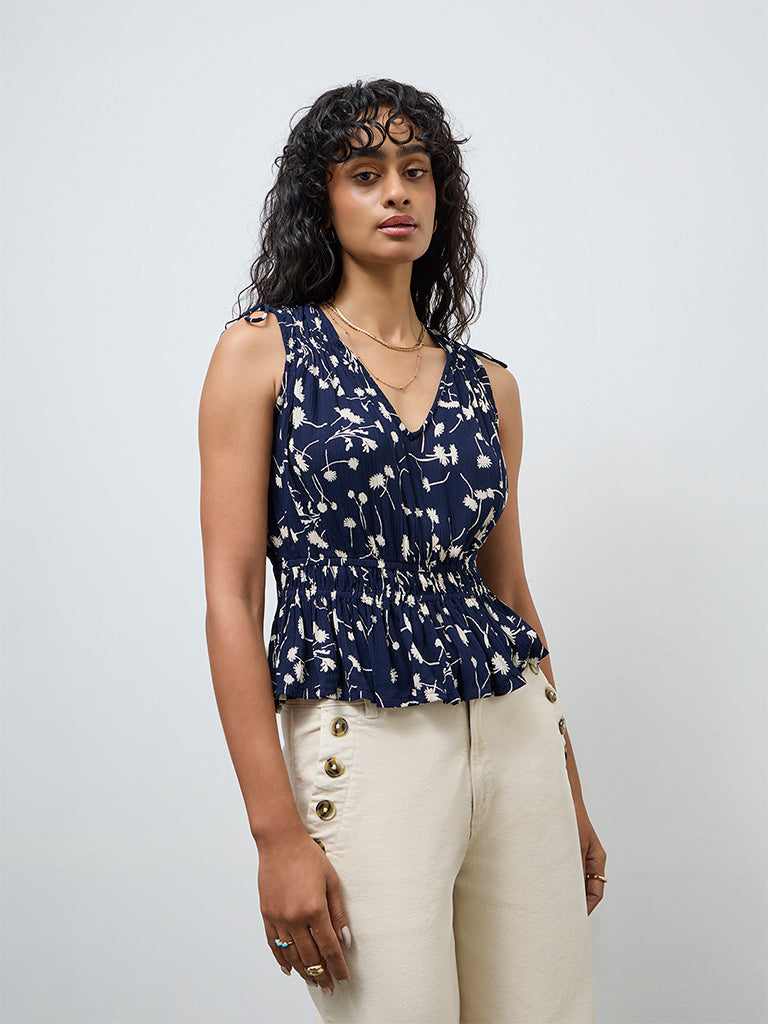 LOV Navy Floral Top