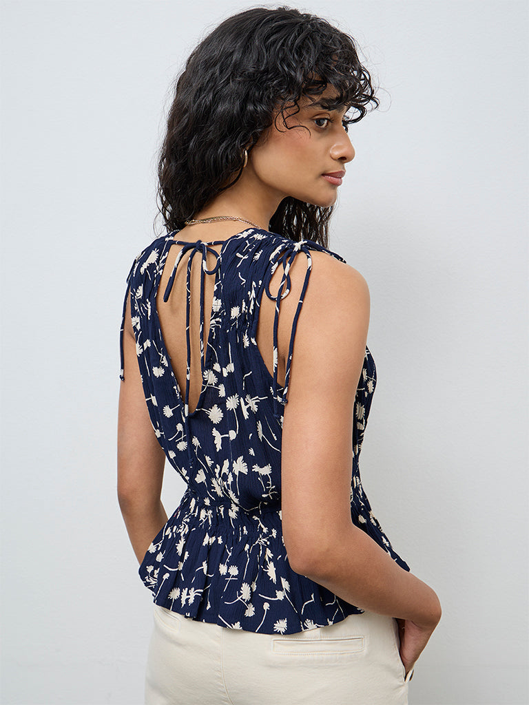 LOV Navy Floral Top