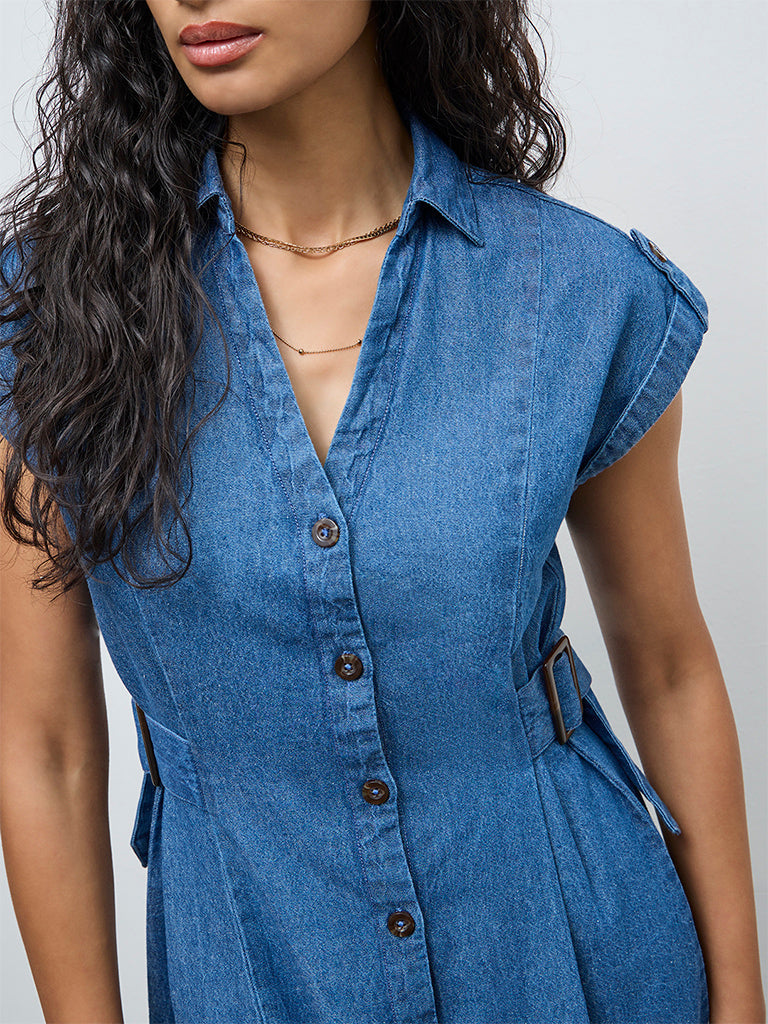 LOV Blue Denim Shirt Dress