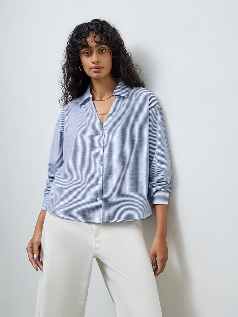 LOV Navy Stripe Shirt