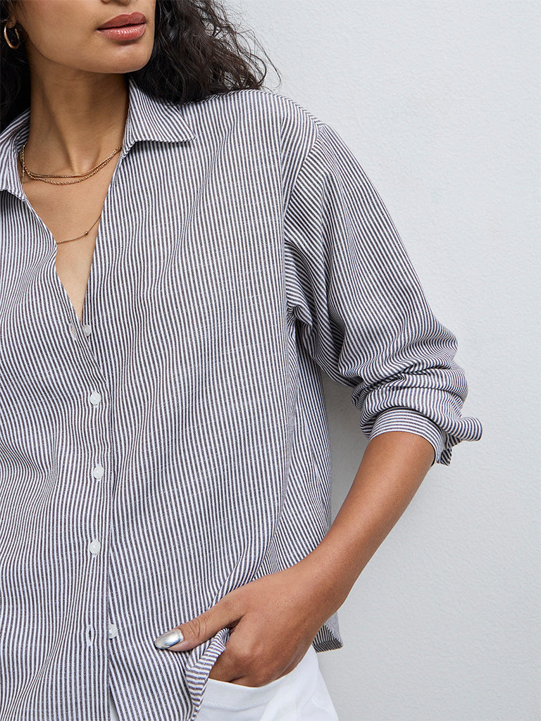 LOV Brown Striped Shirt