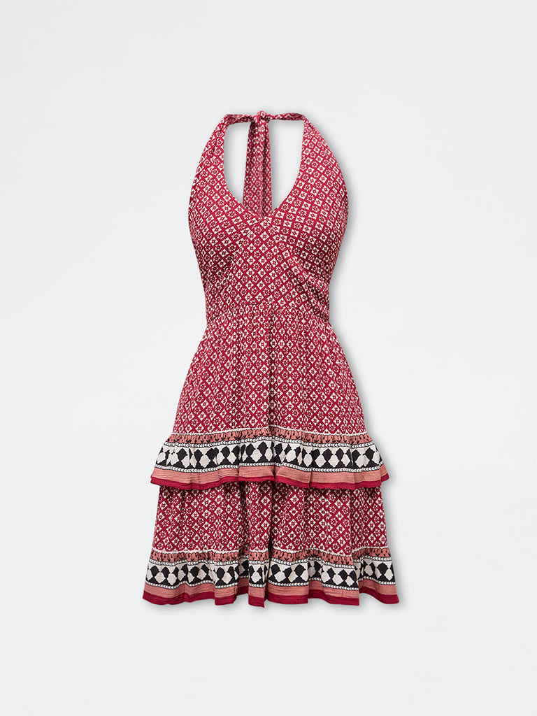 Bombay Paisley Red Printed Cotton A-Line Dress