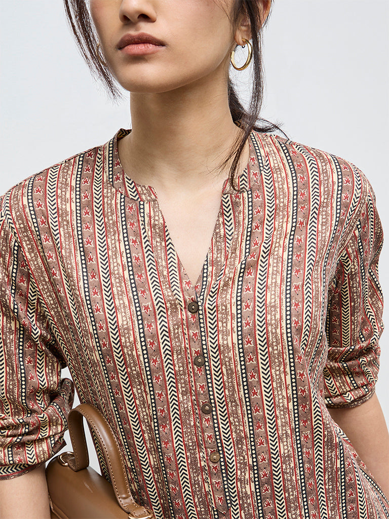 Utsa Brown Printed Tunic
