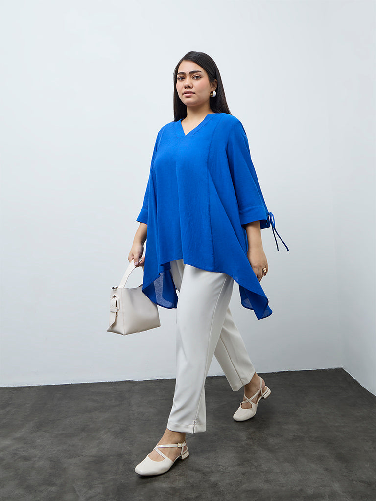 Gia Blue Asymmetrical Blouse