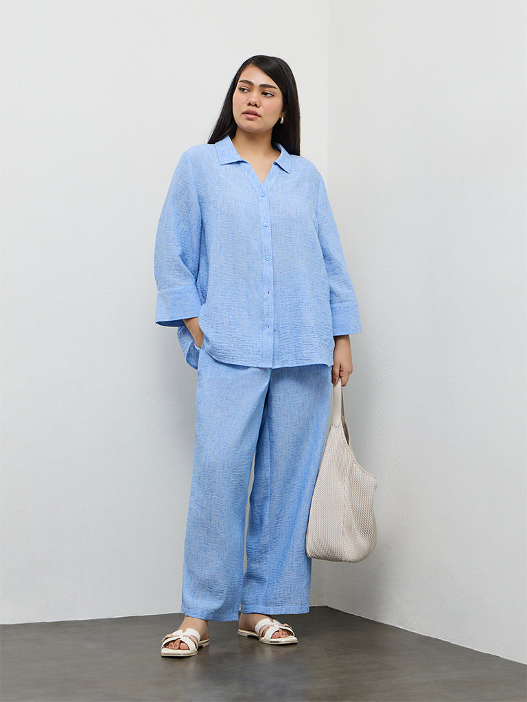 Gia Light Blue Textured Shirt