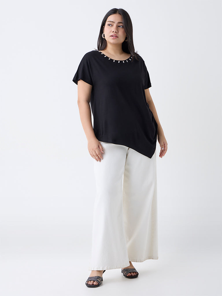 Gia Black Diamante Embellished Top