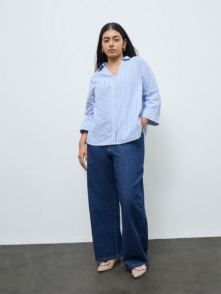 Gia Dark Blue Relaxed-Fit High-Rise Jeans