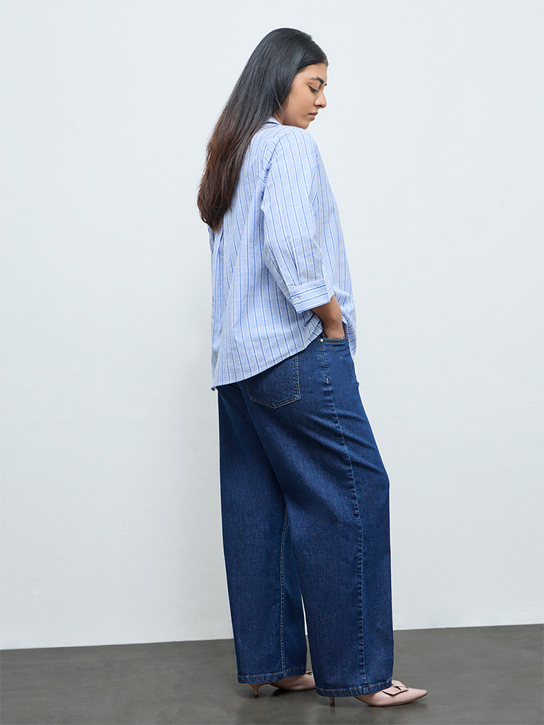 Gia Dark Blue Relaxed-Fit High-Rise Jeans