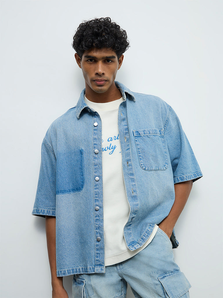 Nuon Blue Relaxed-Fit Denim Shirt